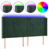 Cumpara ieftin Tablie de pat cu LED, verde inchis, 183x16x118/128 cm, catifea