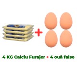 4 KG Calciu furajer vitaminizat + 4 ouă false de găină
