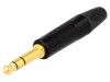 Conector Jack 6.3mm Neutrik Stereo Aurit Tata 3 Pini Drept pentru Cablu 4-7mm