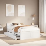Gossi cadru pat fara saltea/cu tablie, alb, 135x190cm, lemn masiv pin