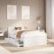 Gossi cadru pat fara saltea/cu tablie, alb, 135x190cm, lemn masiv pin