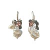 Cercei argint 925 placati cu aur, perle de cultura, labradorit si cuart roz Waterlily, Made in Italy, 4cm