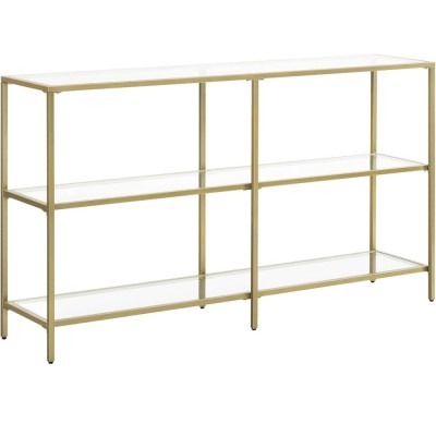 VASAGLE Masa de intrare, pe 3 nivele, blat din sticla securizata, cadru metalic, 30x130x73cm, auriu Household NewTrend foto