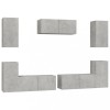 Set dulapuri TV, 7 piese, gri beton, lemn prelucrat