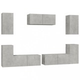 Set dulapuri TV, 7 piese, gri beton, lemn prelucrat