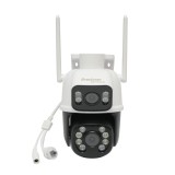 Camera de supraveghere WiFi exterior 6MP cu dubla lentila, PTZ si ICSee