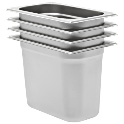 vidaXL Recipiente Gastronorm 4 buc. GN 1/4 200 mm oțel inoxidabil 50904 foto