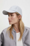 Answear Lab șapcă din piele culoarea gri, neted