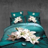 Cumpara ieftin Lenjerie De Pat 3D - Arthur Xu023, Bumbac, 4 Piese, Fara Elastic, Albastru, Imprimeu