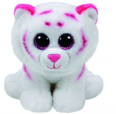 PLUS TY 24CM BEANIE BABIES TABOR TIGRU ALB ROZ SuperHeroes ToysZone foto
