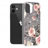 Techsuit - Marble Series - iPhone 12, gri, cu flori