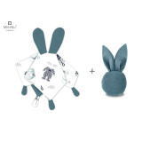 Cumpara ieftin Set jucarie de plus, MimiNu, Cu urechi si labute + Jucarie zornaitoare Mini Bunny, Materiale certificat Oeko Tex Standard 100, Baby Shower Blue/Nepal