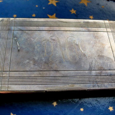 1318-Portcarti de vizita personalizat DMN in metal argintiu.