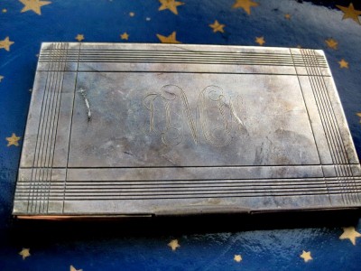 1318-Portcarti de vizita personalizat DMN in metal argintiu. foto