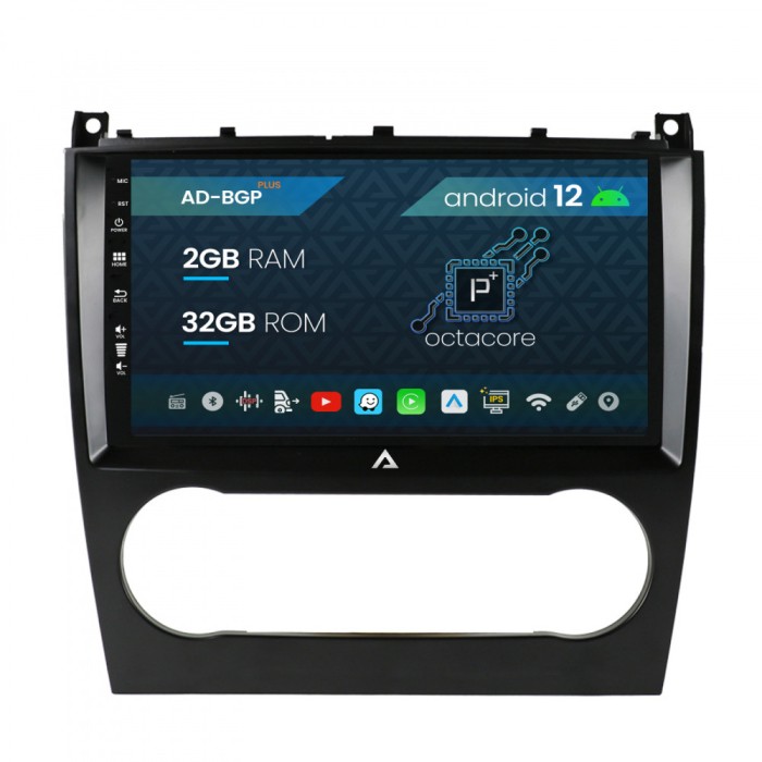 Navigatie Mercedes Benz C-Class W203 (2004-2008), Android 12, P-Octacore 2GB RAM + 32GB ROM, 9 Inch - AD-BGP9002+AD-BGRKIT414