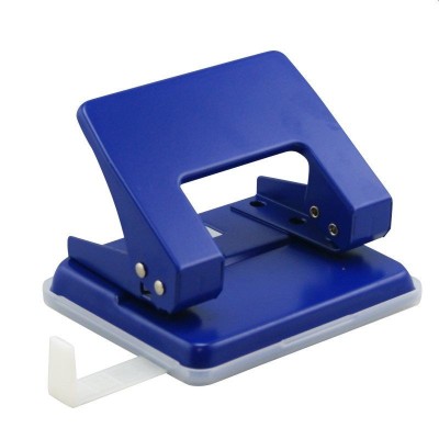 Perforator metalic, capacitate 40 coli, rigla ghidaj, albastru foto