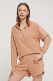 UGG bluza femei, culoarea bej, cu glugă, neted, 1152781