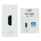 Priza HDMI PNI HD01 modulara, montaj incastrat, alb