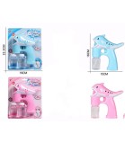 Pistol Baloane Sapun Model Delfin Roz/Albastru, Plastic Netoxic, Include 2 Solutii Sapun, Varsta 3+ Ani, Alimentare Baterii AA