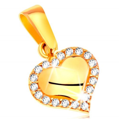Pandantiv din aur galben 585 - inimă conturată cu zirconii transparente foto