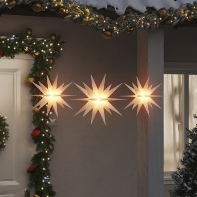 vidaXL Lumini de Crăciun cu LED-uri, 3 buc., alb, pliabil foto