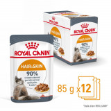 Cumpara ieftin Royal Canin Hair &amp; Skin Care Adult hrana umeda pisica, piele/ blana sanatoase (aspic), 12x85 g