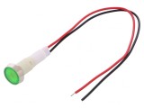 Lampă LED verde 110V &Oslash;10mm plastic