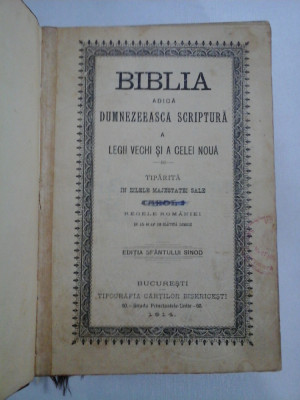 BIBLIA - Editia Sfantului SINOD 1914 foto