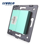 Cumpara ieftin Priza HDMI Livolo verde pentru perete, design modern din sticla Crystal