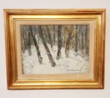 MIHAI CAMARUT- PICTOR IESEAN- PEISAJ DE IARNA- ULEI PE CARTON, Peisaje, Realism