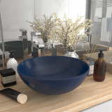 VidaXL Chiuvetă de baie, albastru &icirc;nchis, ceramică, rotund