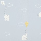 Țesătură Casadeco My Little World elefanți albastru deschis, var, alb