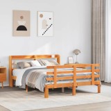 VidaXL Cadru de pat cu tăblie, maro ceruit, 140x200 cm, lemn masiv pin