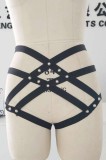 Chilot Ham Benzi Elastice Negru cu Nituri Argintii Sexy TOY237-1 Universal S-L