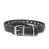 Zgarda Ropet din piele cu strasuri, pentru caini, 55cm/25mm, Negru