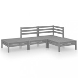 Set mobilier de gradina, 4 piese, gri, lemn masiv de pin