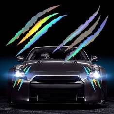 Set 2 stickere autoadezive Tuning, model Monster Scratches , dimensiune 37 x 9 cm, culoare Holografic
