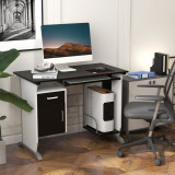 HOMCOM Birou pentru PC cu raft pentru tastatura, alb si negru, Vinsetto