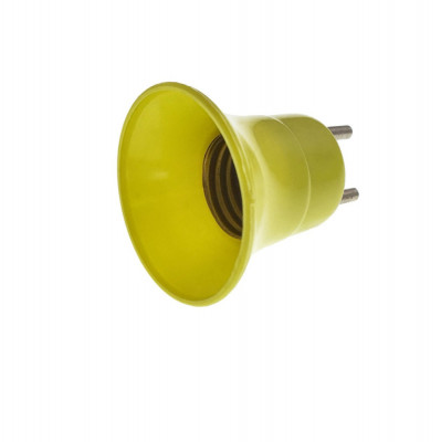 Dulie cu stecher, pentru bec, fasung E27, din plastic, cu conectare la priza retea electrica, galben foto