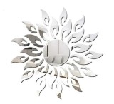Set 27 Oglinzi Acrilice Decorative Autoadezive DAVIDAMI CONCEPT&reg; model Raze de Soare Argintiu, dimensiune 50 cm x 50 cm