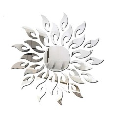 Set 27 Oglinzi Acrilice Decorative Autoadezive DAVIDAMI CONCEPT&reg; model Raze de Soare Argintiu, dimensiune 50 cm x 50 cm