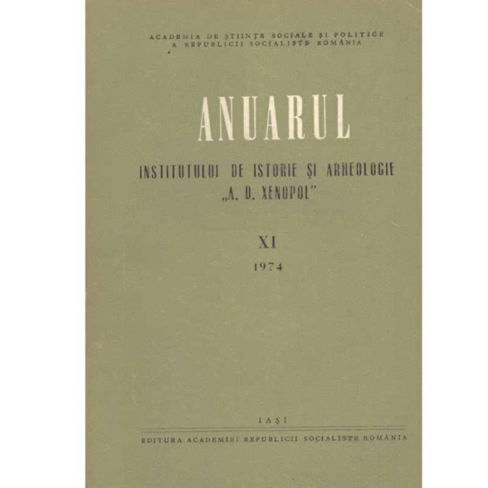 - Anuarul de istorie si arheologie &quot;A.D. Xenopol&quot; XI - 133788
