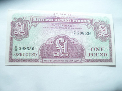 Bancnota Militara Marea Britanie 1962 - BRITISH ARMED FORCES 1 pound ,cal.NC foto