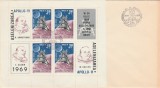 1969 Romania - FDC Apollo 11, bloc dantelat (NELISTAT), LP 704 a