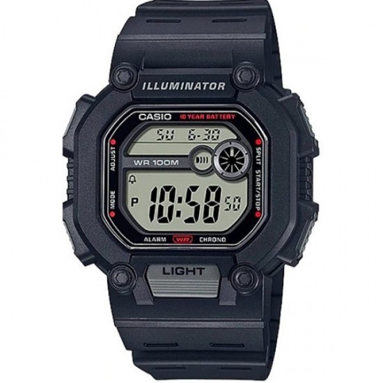 Casio Digital Women&#039;s Watch with Black Rubber Strap W-737H-1AVDF