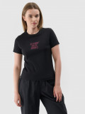 Tricou slim cu imprimeu pentru femei - negru