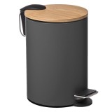 Cumpara ieftin Cos de gunoi 3L Nature metalizat gri inchis - culoare lemn natural