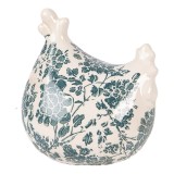 Figurina Paste Gaina ceramica bej verde 12x11x13 cm