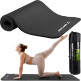 Covor de Fitness și Yoga NBR, Grosime 1 cm, Culoare Neagră cu Geantă de Umăr, Trizand