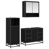 Cumpara ieftin Set de mobilier pentru baie 3 buc. Stejar Negru 80 x 33 x 60 cm